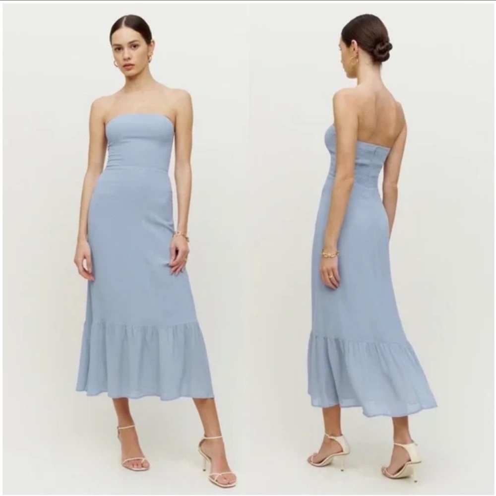Reformation Blue strapless Arta dress size 4